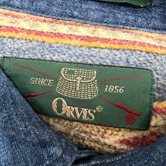 Men’s Medium Orvis Denim Button Down Lined Jacket - Picture 6 of 10